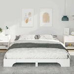 vidaXL Cadre de lit surélevé avec stockage Blanc bois