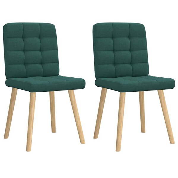 vidaXL Chaises à manger lot de 2 vert foncé tissu