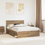 vidaXL Cadre de lit Chêne artisan 135 x 190 cm Pin massif