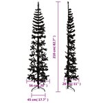 vidaXL Demi sapin de Noël artificiel mince avec support Noir 210 cm
