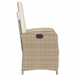 vidaXL Chaise inclinable de jardin et repose-pied beige résine tressée