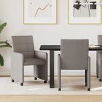 vidaXL Chaises de Salle à Manger avec Roues 2 Pièces Taupe tissu