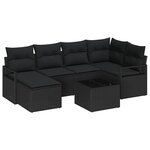 vidaXL Ensemble de canapé de jardin avec coussin 7 Pièces Noir