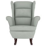 vidaXL Chaise à bascule avec pieds en bois et tabouret Gris clair