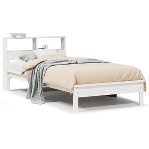 vidaXL Lit bibliothèque sans matelas blanc 90x200cm bois de pin massif