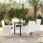 vidaXL Ensemble de salle à manger pour jardin 5 Pièces Blanc Poly rotin