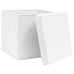 vidaXL Boîtes de rangement avec couvercles 4 Pièces 28x28x28 cm Blanc