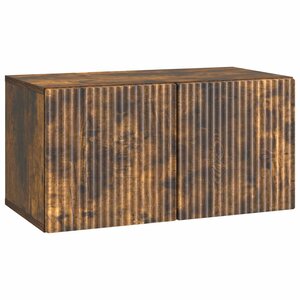 vidaXL Meuble TV mural 59 5 x 31 x 30 cm Chêne fumé Bois d'ingénierie