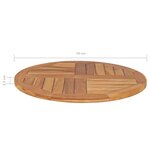 vidaXL Dessus de table Bois de teck solide Rond 2 5 cm 70 cm