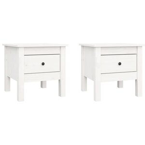 vidaXL Tables d'appoint 2 Pièces Blanc 40x40x39 cm Bois massif de pin