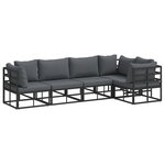 vidaXL Ensemble de canapé de jardin 5 Pièces Noir 283 x 143 x 71 cm