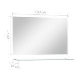 vidaXL Miroir mural avec étagère 100x60 cm Verre trempé