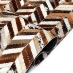 vidaXL Tapis Cuir véritable Patchwork 160x230 cm Chevron Marron/Blanc