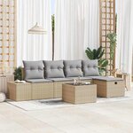 vidaXL Ensemble de canapé de jardin 6 Pièces Beige Poly rotin