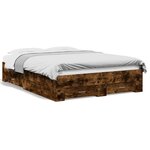 vidaXL Cadre de lit et tiroirs chêne fumé 120x190 cm bois d'ingénierie