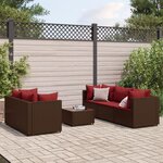 vidaXL Salon de jardin 6 Pièces avec coussins Marron Résine tressée