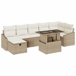 vidaXL Ensemble de canapé de jardin 8 Pièces Beige Poly rotin