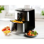 DOMO - Deli-Fryer 5,5L - Friteuse à air chaud - 1,5kg - 80° a 200°C - Minuterie 30min - Cuve et panier en téflon