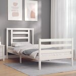 vidaXL Cadre de lit sans matelas blanc bois massif
