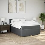 vidaXL Sommier à lattes de lit avec matelas Gris foncé 140x190cm Tissu