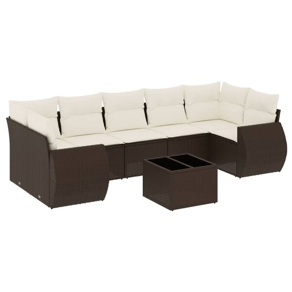 vidaXL Salon de jardin 8 Pièces avec coussins marron résine tressée
