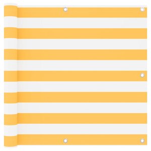 vidaXL Écran de balcon Blanc et jaune 90x400 cm Tissu Oxford