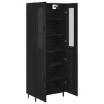 vidaXL Haut Armoire 2 Pièces Chêne noir Bois Aggloméré et Verre