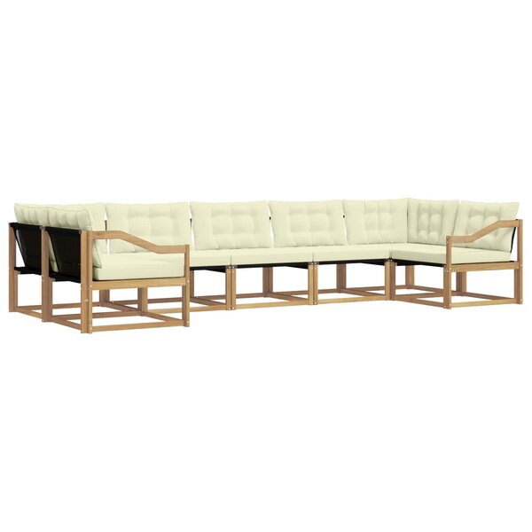 vidaXL Ensemble de canapés d'extérieur 7 Pièces Blanc et crème