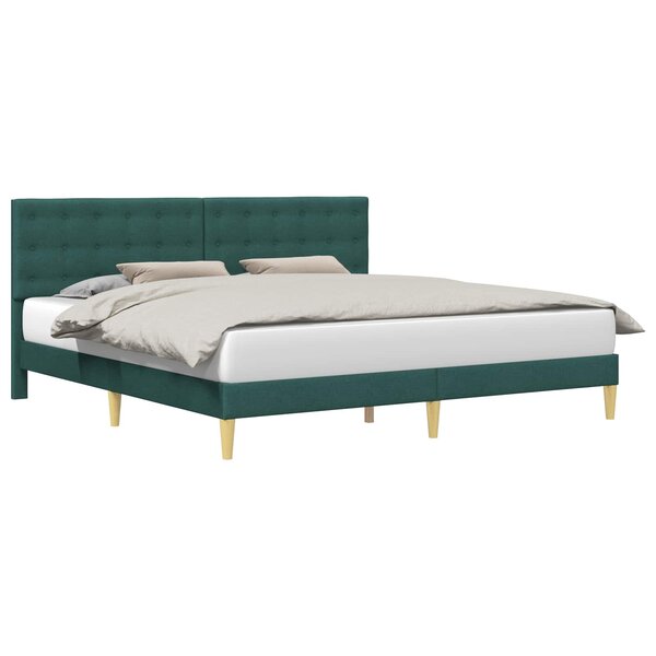 vidaXL Cadre de lit avec tête de lit Vert foncé 200 x 200 cm Tissu