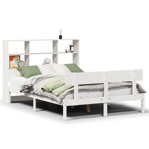 vidaXL Lit bibliothèque sans matelas blanc 120x190 cm bois pin massif