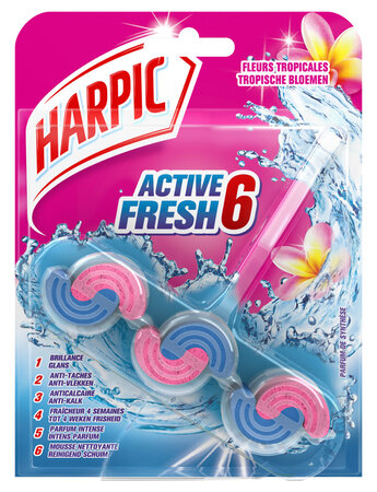 Harpic Bloc Cuvette Active Fresh Fleurs Tropicales (lot de 4)