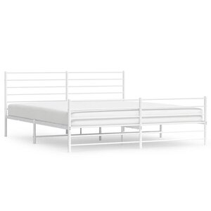 vidaXL Cadre de lit métal sans matelas et pied de lit blanc 180x200 cm