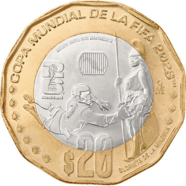 Monnaie FIFA WORLD CUP 26 Guadalajara Cupronickel 20 Pesos Mexico 2026 (PRÉCOMMANDE)