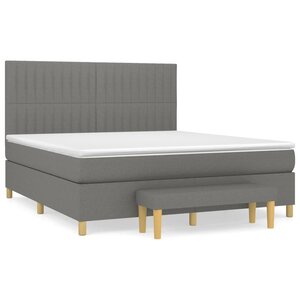 vidaXL Sommier à lattes de lit avec matelas Gris foncé 180x200cm Tissu