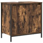 vidaXL Ensemble de mobilier de salle de bain 5 Pièces Chêne fumé et noir