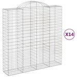 vidaXL Paniers à gabions arqués 14 Pièces 200x50x200/220 cm Fer galvanisé