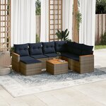 vidaXL Salon de jardin 8 Pièces avec coussins gris résine tressée