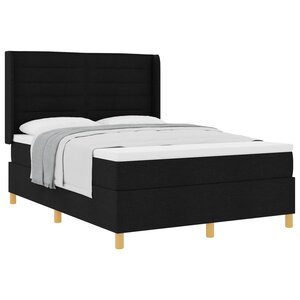 vidaXL Lit à ressorts avec matelas Noir 160 x 200 cm tissu