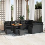 Ensemble de Canapés de Jardin de 12 pièces avec Coussins Noir Poly Rattan Acacia