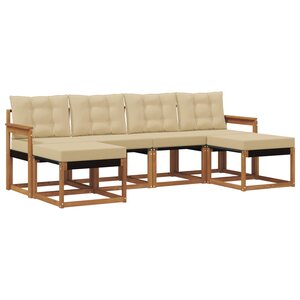 vidaXL Ensemble de canapés d'extérieur 6 pc Naturel et Beige