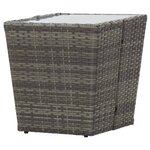 vidaXL Table à thé Gris 41 5x41 5x43 cm Résine tressée et verre trempé