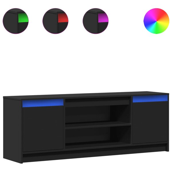 vidaXL Meuble TV avec LED noir 139 5x34x50 cm bois d'ingénierie