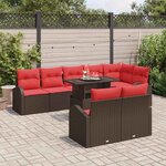 vidaXL Ensemble de canapé de jardin 9 Pièces Marron Poly rotin