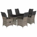 vidaXL Ensemble à manger de jardin et coussins 7 Pièces gris rotin