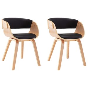 vidaXL Chaises à manger lot de 2 noir bois courbé et similicuir