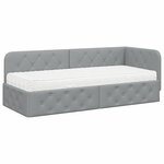 vidaXL Cadre de lit d'angle Gris clair 80 x 200 cm tissu