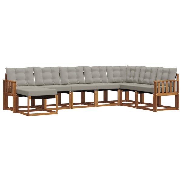 vidaXL Ensemble de canapés d'extérieur 8 Pièces Gris Naturel et Clair