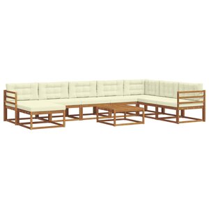 vidaXL Ensemble de canapés d'extérieur 9 Pièces Naturel et Crème