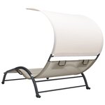 vidaXL Chaise longue double avec auvent textilène crème