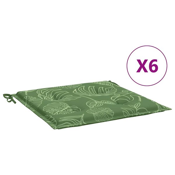 vidaXL Coussins de chaise lot de 6 motif de feuilles 40x40x4 cm tissu